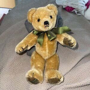 Harrods Vintage Teddy Bear Merrythought  Jointed Green Neck Tie Bow